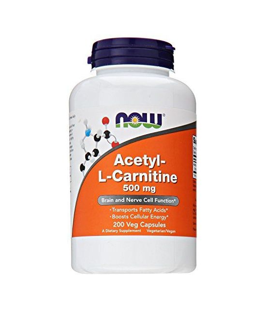 NOW Acetyl L-Carnitine 500mg, 200 Capsules Veg